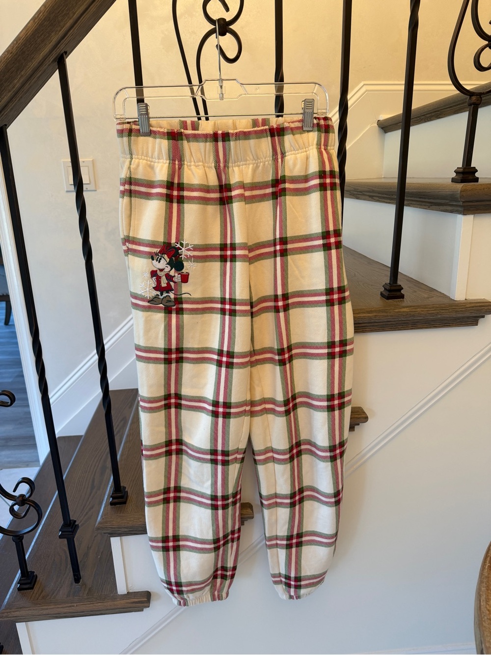 Minnie Mouse Christmas Plaid Fleece Sweatpants Joggers XS Holiday